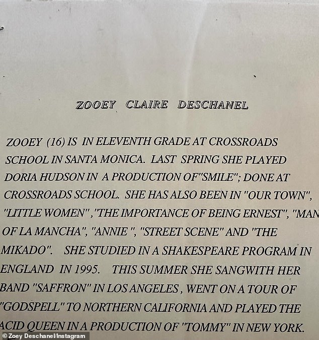 1710962969 750 Zooey Deschanel shares her first headshots and resume from when