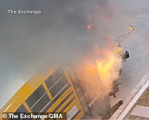 The fire came from under his seat and quickly devastated the bus.