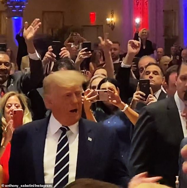 Trump greets supporters at one of several fundraisers at his Mar-a-Lago resort in April 2021