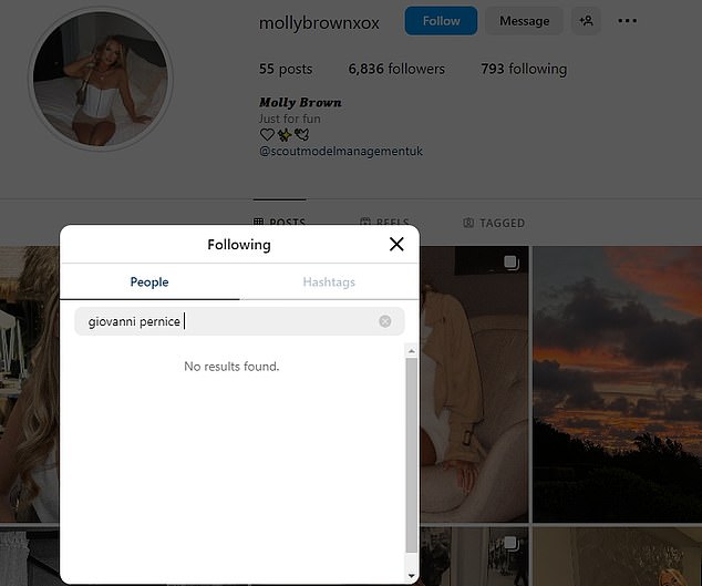 MailOnline can reveal they unfollowed each other on Instagram and Molly deleted a loved-up photo from her grid.