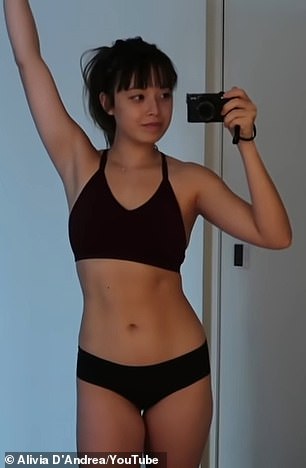 The above shows the Youtuber after her extreme diet and fitness regime in December 2020.