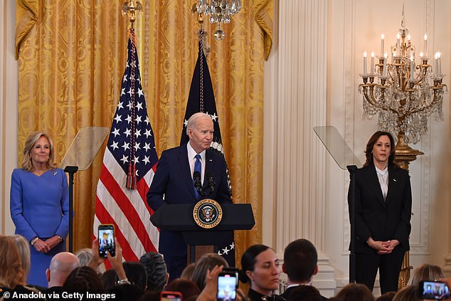 President Joe Biden and first lady Jill Biden host a Women's History Month reception with Vice President Kamala Harris at the White House.