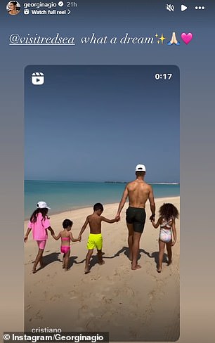 Ronaldo enjoyed a short break with his family at the lavish St Regis resort in Saudi Arabia.