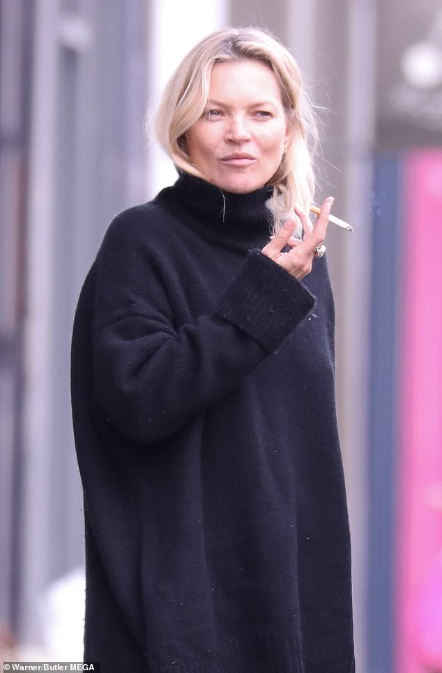 Model Kate Moss is famous for her longtime affection for cigarettes and her enviable slim figure.