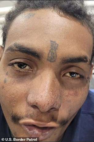 The Colombian man who was arrested is seen up close in a photo with a teardrop tattoo under his eye and a money bag tattoo between his eyebrows.