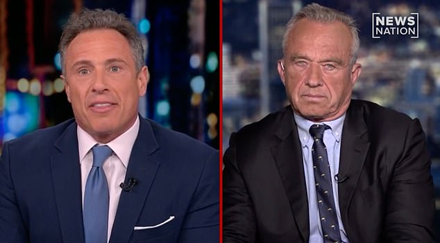Robert F. Kennedy Jr. (right) appeared on Chris Cuomo's (left) NewsNation show Monday night and insisted that many members of his family support his independent presidential campaign against President Joe Biden.