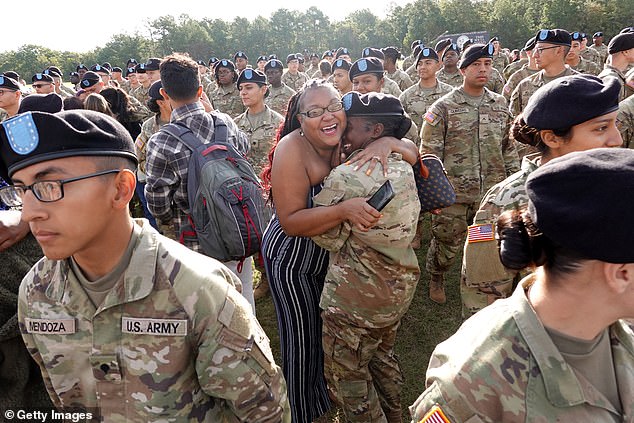 A Family Day ceremony at Fort Jackson in September 2022 in Columbia, South Carolina. Newcomers to the Army serving on bases are among the most likely to struggle to put enough food on the table.