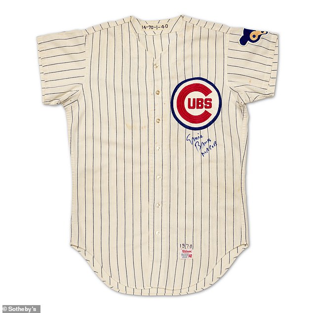 Also on offer is the jersey worn by Ernie Banks when he hit his 500th career home run.