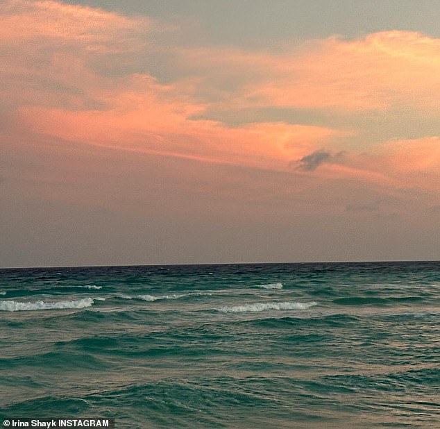 The mum-of-one shared scenic photos from her getaway, including one of the ocean at dusk