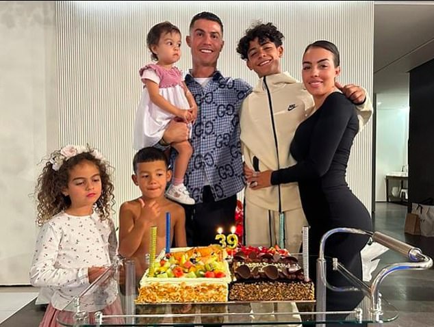 Cristiano Ronaldo is now the father of five children himself, including Cristiano Ronaldo Jnr (centre right)