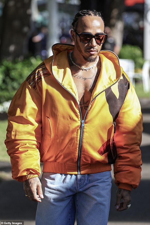Seven-time world champion Lewis Hamilton is known for turning heads with his bold fashion choices - and his arrival at Albert Park on Thursday was no different.
