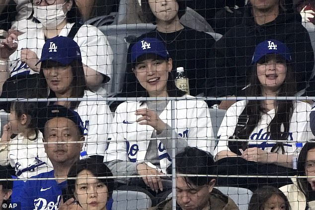 Ohtani's new wife, Mamiko Tanaka, watched from the stands in Seoul on Wednesday.