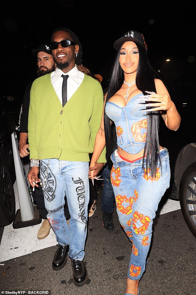 It's possible that Offset was trying to stay in his wife Cardi B's good graces when he tossed the bustier, as the two appeared to have recently reconciled after another rough patch in their marriage;  photographed in Los Angeles in October