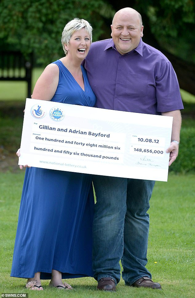Adrian Bayford with his wife Gillian whom he divorced in 2013 after their £148 million lottery win