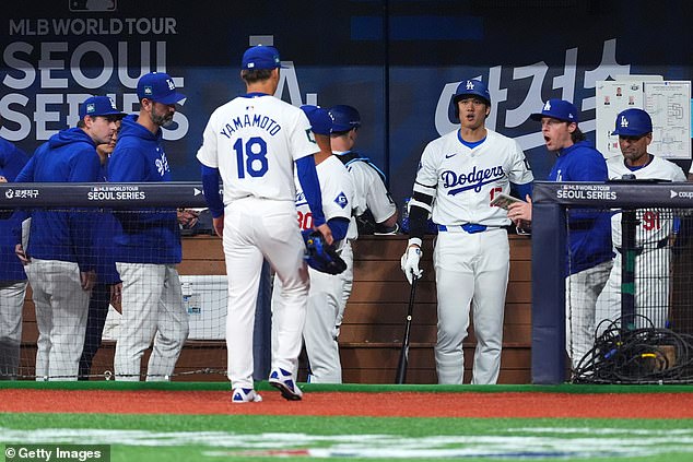 The Japanese pitcher left the game after allowing five runs to San Diego in Game 2.