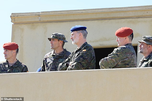 King Felipe VI of Spain cut a fine figure in full military attire at the General Military Academy of the San Gregorio National Training Center