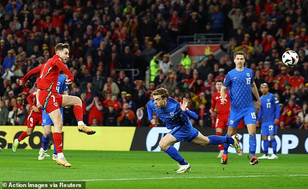 The midfielder volleyed in on the rebound after Harry Wilson's shot was saved by the keeper.