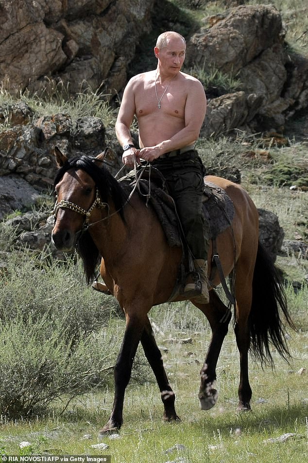 In 2009, Russian Vladimir Putin was photographed riding a horse bareback in Siberia.