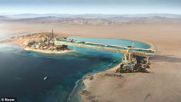 Looking like something from the future, the resort will span a desert lagoon.