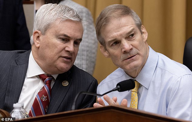 House Oversight Committee Chairman James Comer (left) and House Judiciary Committee Chairman Jim Jordan questioned why the CIA barred access to Morris.