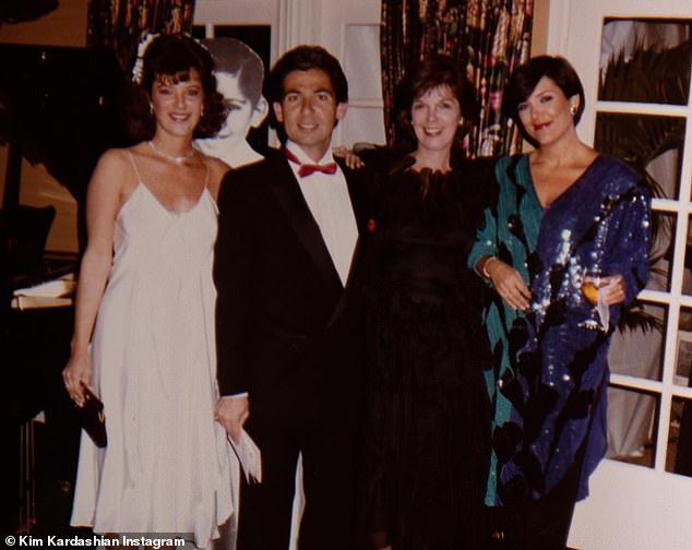 She also shared a photo of Karen posing alongside her late father Robert Kardashian Sr., grandmother Mary Jo 'MJ' Campbell and mother Kris Jenner.