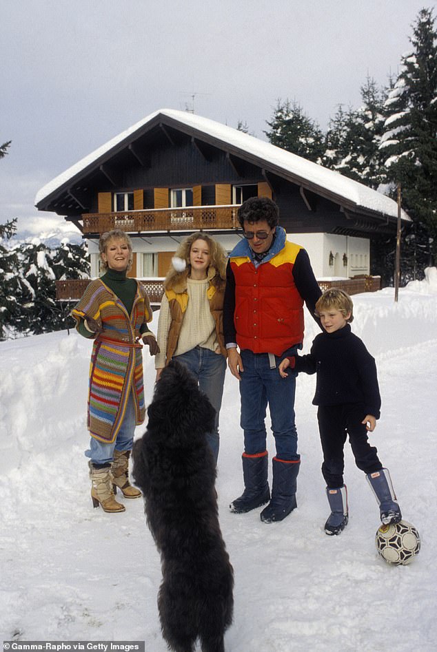 Petula Clark in the mountains with her husband Claude and their children Barbara and Patrick in December 1976