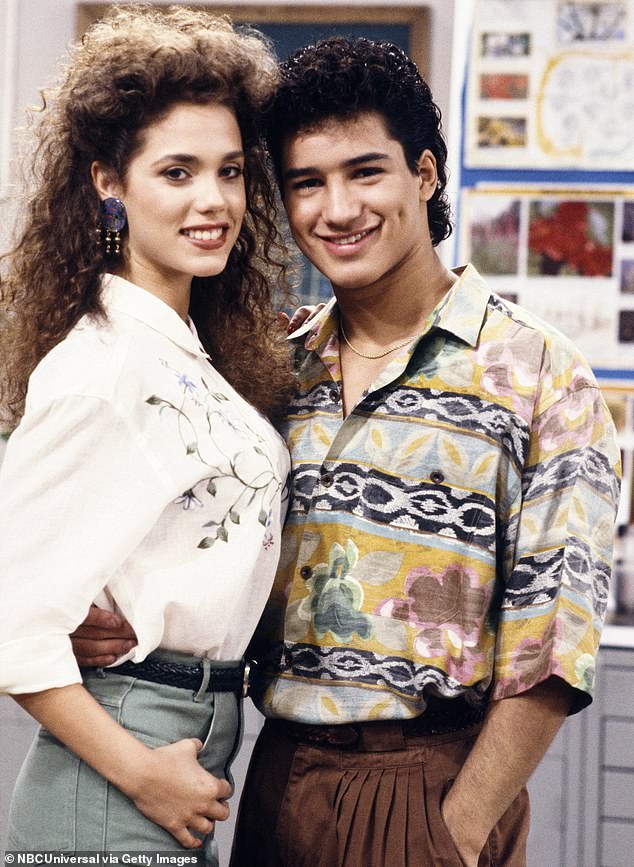 Elizabeth rose to prominence in Saved By The Bell as high school student Jessie Spano and was pictured in the series in 1991 alongside Mario Lopez.