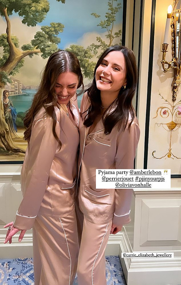 Amber Le Bon (left) and Lilah Parsons (right) attend a sleepover at the Savoy Hotel in London