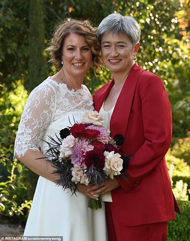 Foreign Minister Penny Wong married Sophie Allouache in a romantic ceremony in Adelaide Hills.