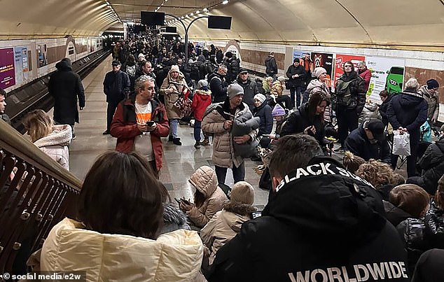 Citizens across Ukraine were forced to take shelter from the attacks and thousands gathered in the kyiv metro.