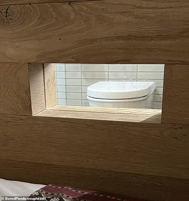 One hotel bizarrely cut out a window right in front of the toilet so guests could see the bathroom from their bed.