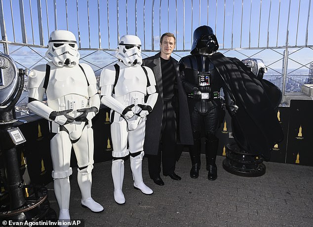 Christensen posed with his alterego and some Stormtroopers that day