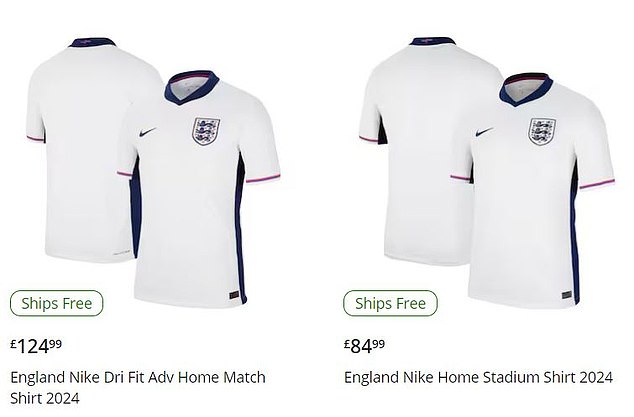 The stadium version costs £84.99 while the match replica will set you back £124.99.