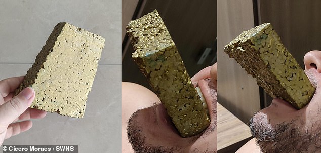 Researcher Cicero Moraes recreated the brick using Styrofoam to see if it could fit in his mouth.