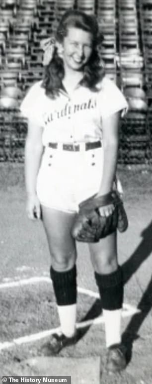 The historic athlete went on to play professional softball for the Chicago Cardinals in the 1950s. Pictured: then