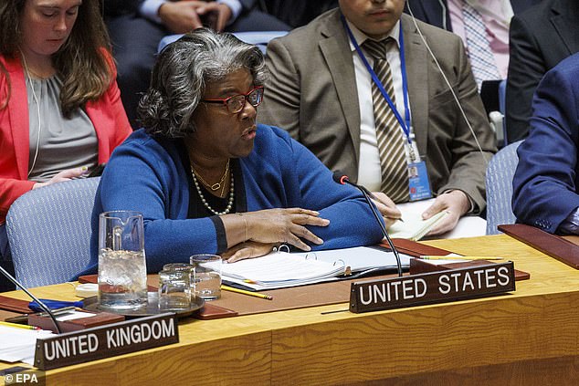 U.S. Ambassador Linda Thomas-Greenfield speaks after vote on Gaza ceasefire resolution