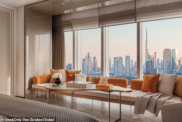 View from the sofa in one of the rooms at the ultra-luxurious Dubai resort