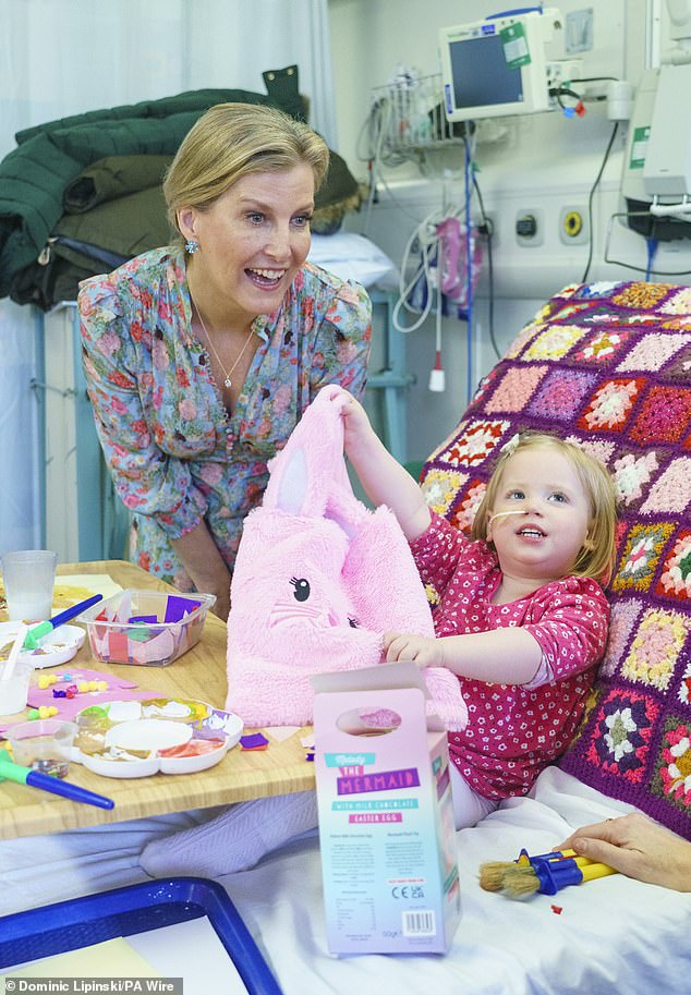 On Wednesday, the Duchess of Edinburgh met patient Astrid Walker, two, during a visit to the pediatric neuroscience department at Leeds Children's Hospital