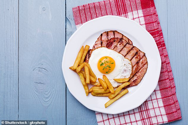 The supermarket has launched the limited-edition Beechwood Ham, Egg and Chips sandwich, influenced by the classic British 'caff local' of ham, egg and chips (stock image)