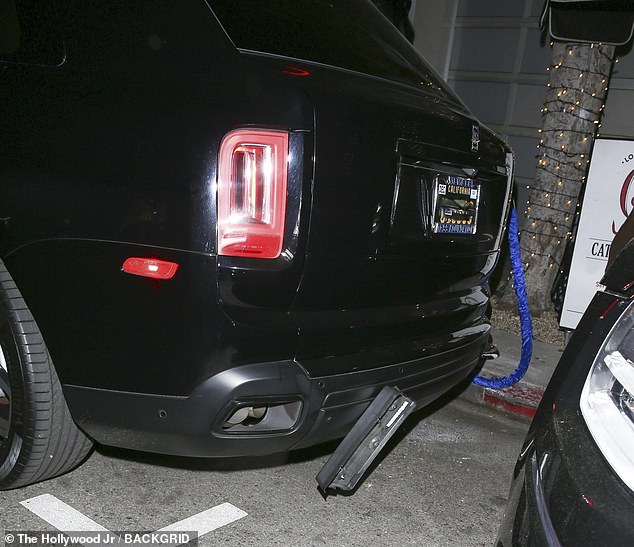 Kylie's license plate fell off after the bump