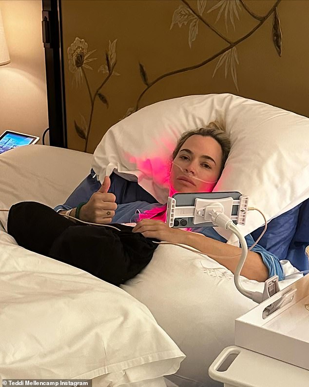Ahead of the surgery, Teddi explained to fans on Instagram: 'Long story short: The immunotherapy didn't work on my melanomas. 'I had a wide cut removed on my most recent melanoma last week to see if it did and unfortunately it didn't