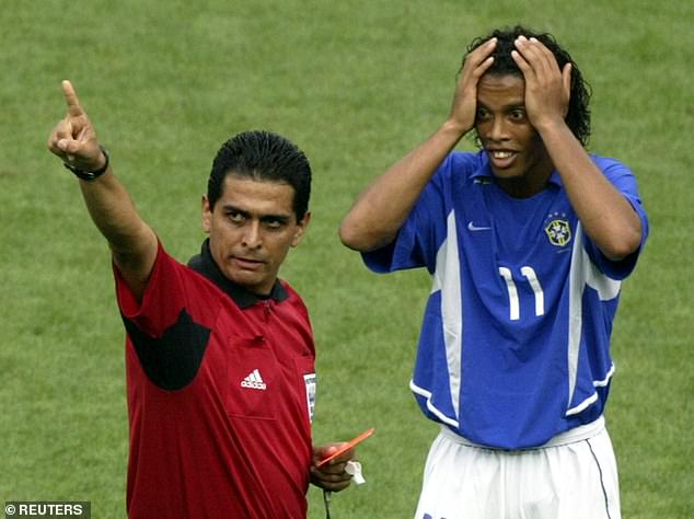 Ronaldinho would be sent off later in the half for a challenge on Mills, although England could not mount a comeback