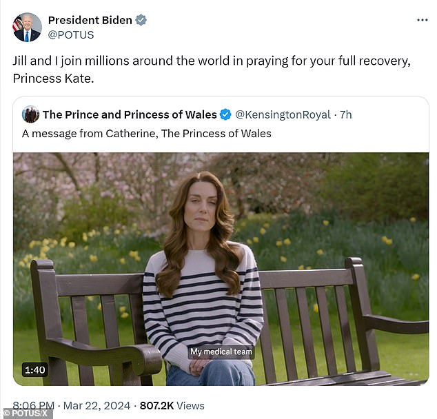 1711170813 693 Joe Biden sends greetings to Kate Middleton after shock cancer