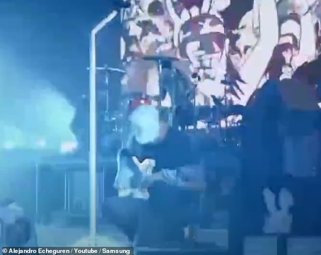 In footage from the performance, Tom could be seen kneeling in the middle of the band's 2023 song More Than You Know