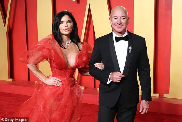 Lauren, the fiancee of Amazon billionaire Jeff Bezos, wrote simply: 'Sending love', also with a white heart emoji