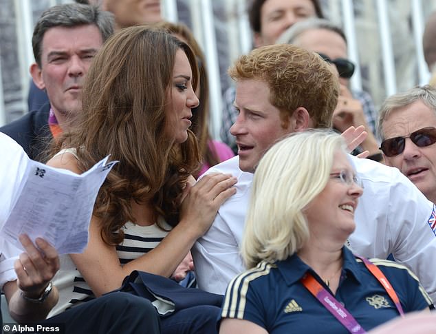 Kate began dating William in 2003, after meeting him at the University of St. Andrews. Soon after, she met Harry and the two became close (pictured, in 2012)