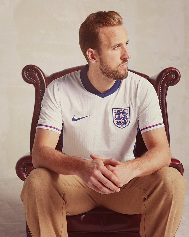 England captain Harry Kane, pictured here wearing the new home shirt, could miss the Three Lions' friendly against Brazil on Saturday at Wembley