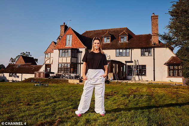 Katie owes £142,405 in tax for 2020-2021 and £196,735 for 2021-2022, the court was told (pictured in front of her home, called 'Mucky Mansion', which she could lose because of her debt)