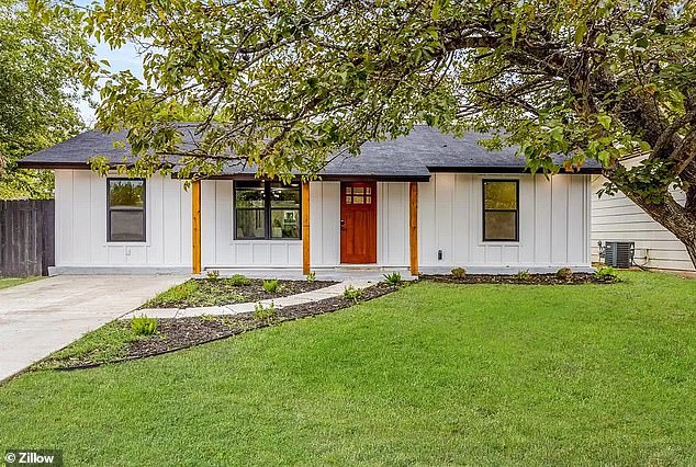 Data from Zillow shows that the median rent in Austin is now $2,112, down from a high of $2,395 in June 2023. Pictured: an Austin, Texas home for sale for $525,000