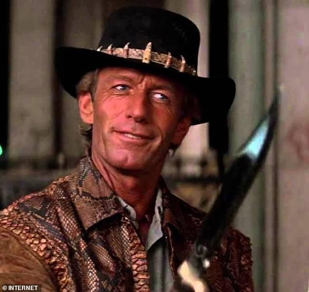 Jake is the grandson of film star Paul Hogan, best known for his role as Mick 'Crocodile' Dundee (above)